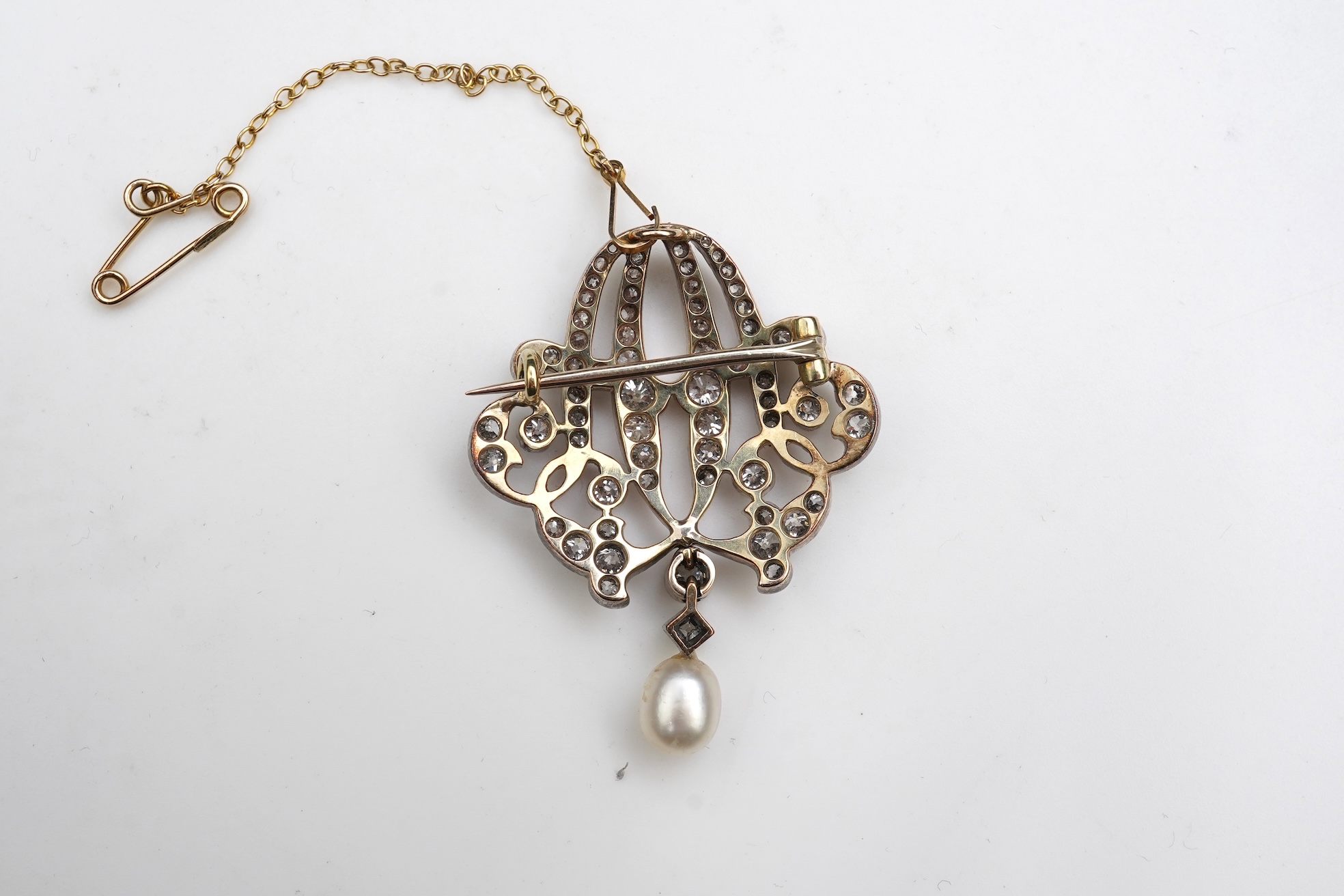 A late Victorian pearl and diamond monogram brooch, circa 1900